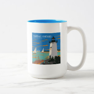 Tasse 2 Couleurs Vignoble de Martha, Massachusetts   Phare