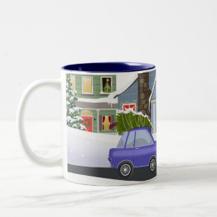 Tasse 2 Couleurs Village de Noël Nuit d'Hiver Cosy