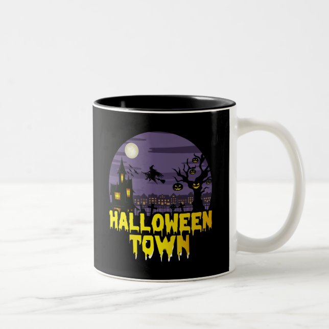 Tasse 2 Couleurs Ville d'Halloween (Droit)