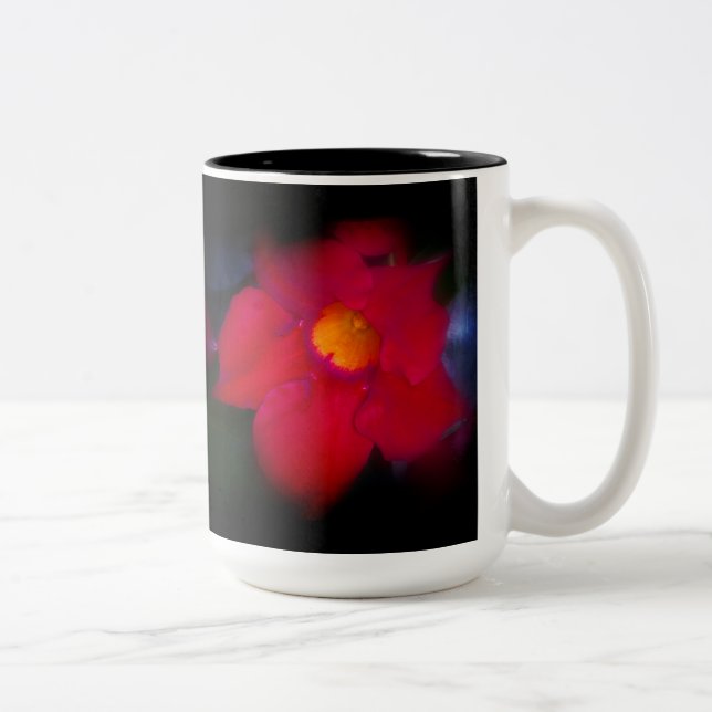 Tasse 2 Couleurs Vin de fleurs rouges en noir (Droit)