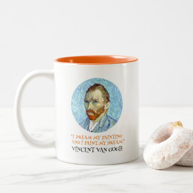 Tasse 2 Couleurs Vincent Van Gogh Portrait avec citation (Avec donut)