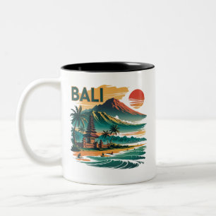 Tasse 2 Couleurs Vintage Bali Travel - Sunset Beach & Temple