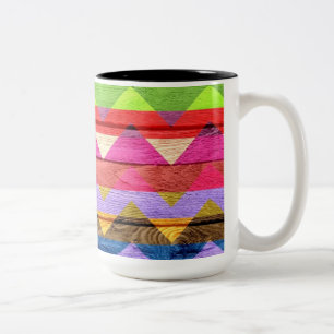 Tasse 2 Couleurs Vintage bois Chevron Abstrait #5
