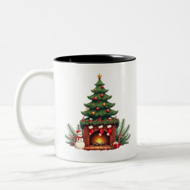 Tasse 2 Couleurs Vintage Christmas Cheval (Gauche)