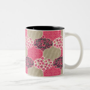 Tasse 2 Couleurs Vintage Floral Motif marocain rose