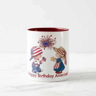 Tasse 2 Couleurs Vintage Joyeux anniversaire Amérique