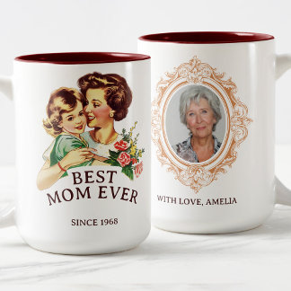 Tasse 2 Couleurs Vintage mère et fille Meilleure maman jamais photo