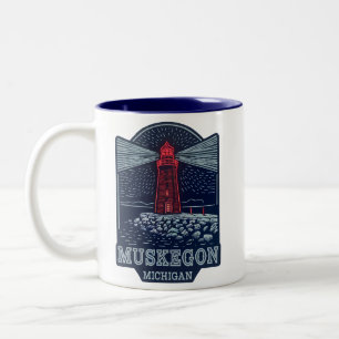 Tasse 2 Couleurs Vintage Muskegon Michigan Light House