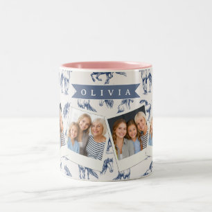 Tasse 2 Couleurs Vintage Personnalisé Cheval Bleu Classique Campagn