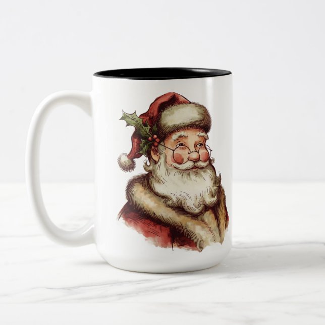 Tasse 2 Couleurs Vintage Santa Claus (Gauche)