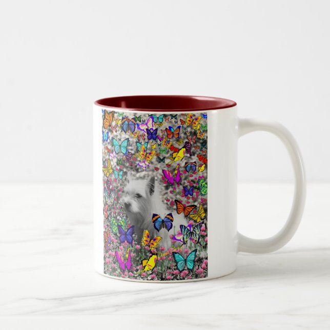 Tasse 2 Couleurs Violette dans les papillons - chien blanc de (Droit)