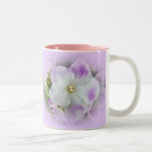 Tasse 2 Couleurs Violettes africaines violettes et blanches