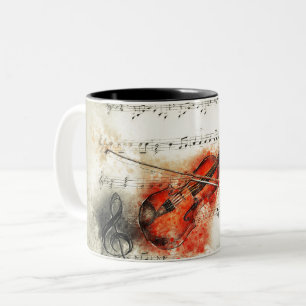 Tasse 2 Couleurs Violon aquarelle
