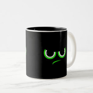 Tasse 2 Couleurs Visage Coléreux Drôle aux Yeux Verts