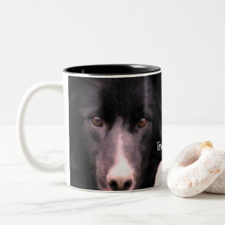 Tasse 2 Couleurs Visage Collie Bordure Noire Personnalisé