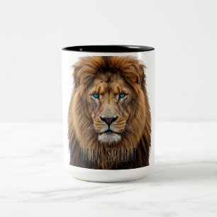 Tasse 2 Couleurs Visage de Lion Majestueux aux Yeux Bleus Faune A