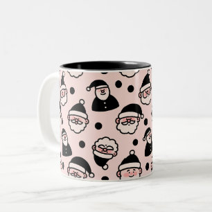 Tasse 2 Couleurs Visage de Père Noël Minimaliste Noël