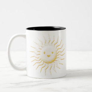 Tasse 2 Couleurs Visage de soleil souriant de dessin animé