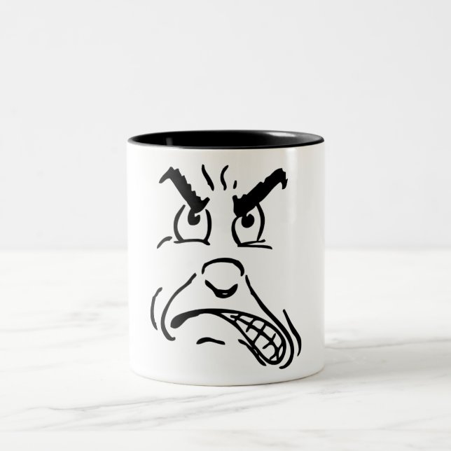 Tasse 2 Couleurs Visage fâché de bande dessinée (Centre)