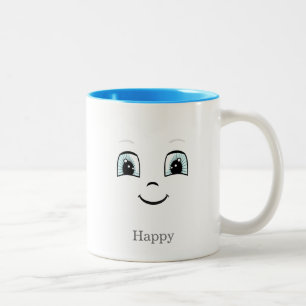 Tasse 2 Couleurs Visage heureux mignon sur fond blanc