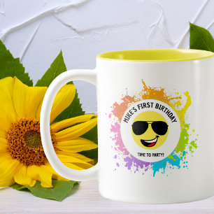 Tasse 2 Couleurs Visage joyeux, Lunettes d'Aviateur, Cool amusant A