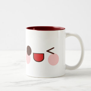 Tasse 2 Couleurs Visage mignon doux clin d'œil yeux heureux ami