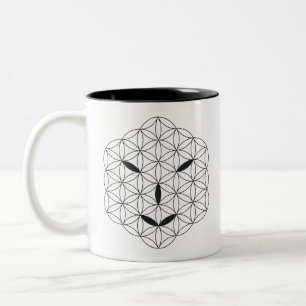 Tasse 2 Couleurs Visage sacré - Arcturien 02, Noir.