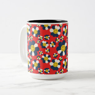 Tasse 2 Couleurs Visage Souriant Rétro Patriote
