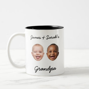 Tasse 2 Couleurs Visages et noms personnalisés de enfants pour gran