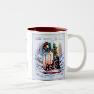 Tasse 2 Couleurs Visiteurs adorables de Noël de chiot