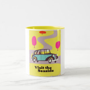 Tasse 2 Couleurs Visitez l'affiche de voiture vintage au bord de la