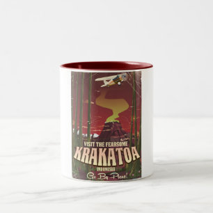 Tasse 2 Couleurs Visitez l'affiche Fearsome Krakatoa Travel