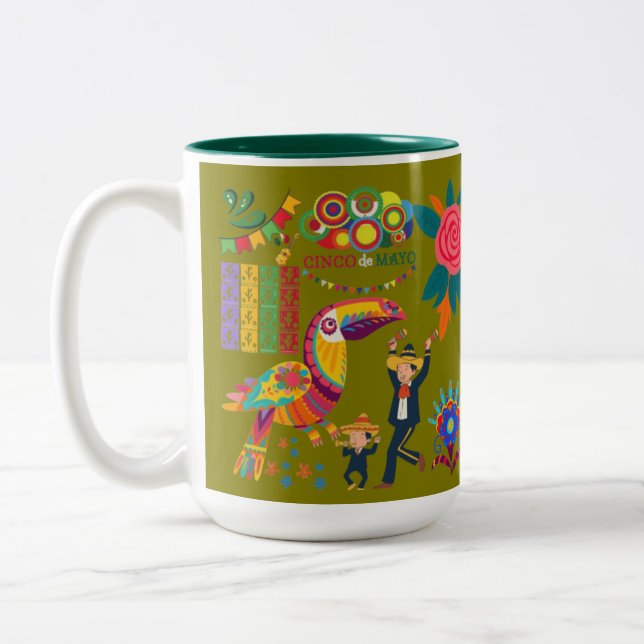Tasse 2 Couleurs Viva Mexico Vibes olive (Gauche)