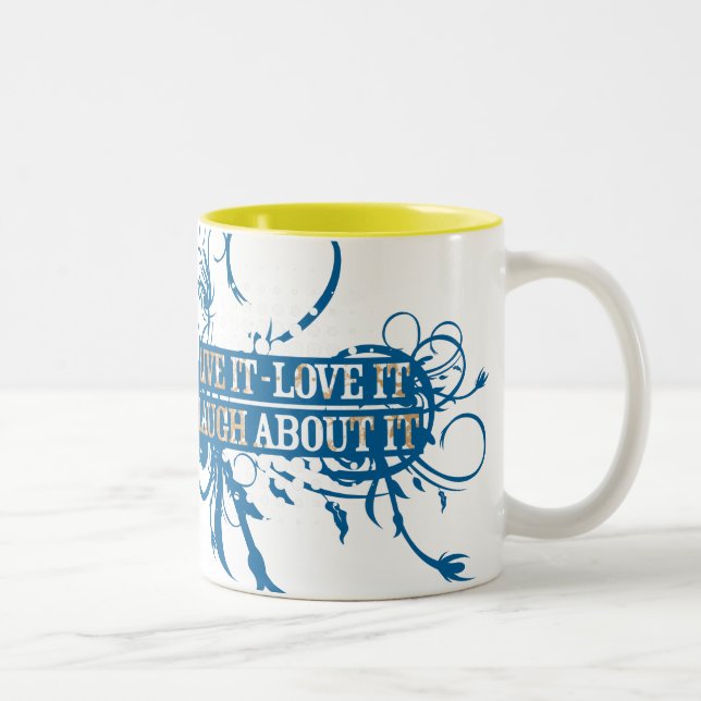 Tasse 2 Couleurs Vivant, amour, rire (Droit)