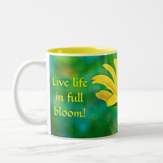 Tasse 2 Couleurs Vivez en pleine floraison ! Fleur jaune (Gauche)