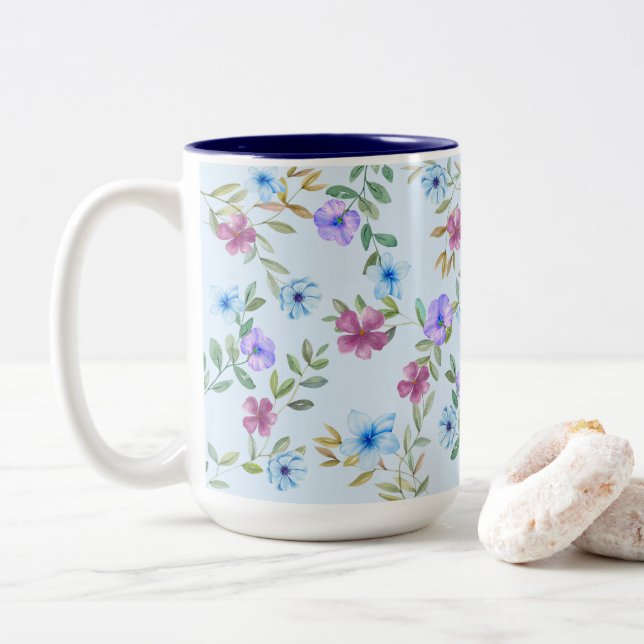 Tasse 2 Couleurs Vivid Floral Garden (Avec donut)