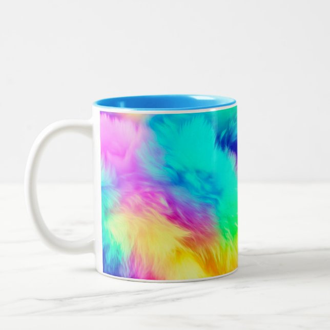 Tasse 2 Couleurs Vivid Rainbow Fluffy Fur Texture-75201 (Gauche)