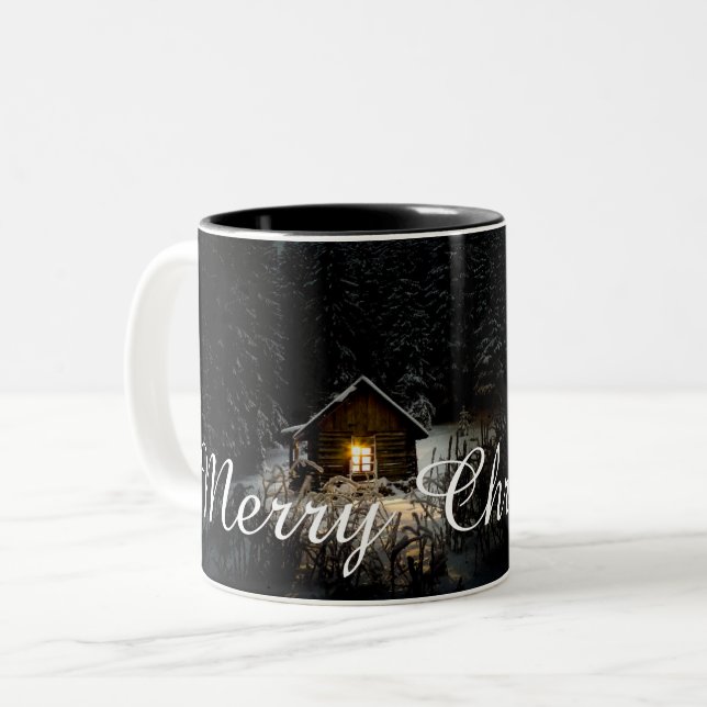 Tasse 2 Couleurs Vœux de Noël avec Maison de Sorcière (Devant gauche)