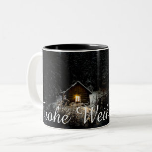 Tasse 2 Couleurs Vœux de Noël avec maison de sorcière