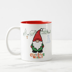 Tasse 2 Couleurs Vœux de Noël de gnome de dessin animé mignon
