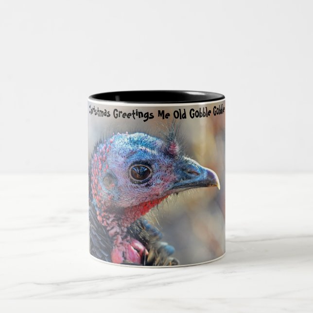 Tasse 2 Couleurs Vœux de Noël Me Old Gobble Gobble (Centre)