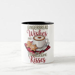Tasse 2 Couleurs Vœux de pain d'épice et baisers de gui Noël