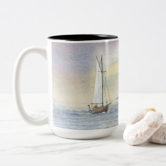 Tasse 2 Couleurs Voile Paysage Bateau Peinture Anniversaire Café Mu
