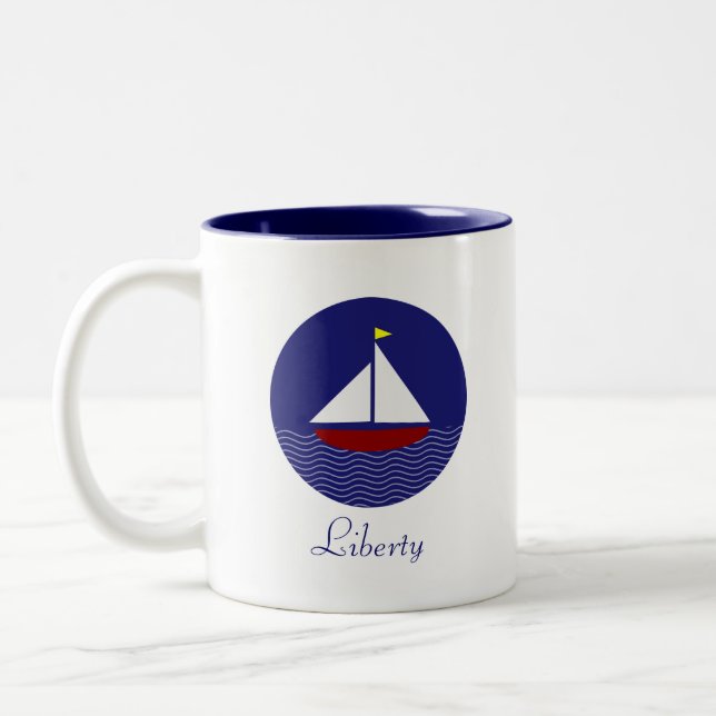 Tasse 2 Couleurs Voile Yacht & Calligraphie Liberté (Gauche)