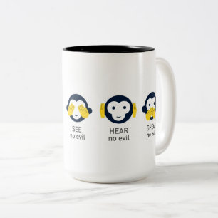Tasse 2 Couleurs Voir Hear Speed No Evil Monkey