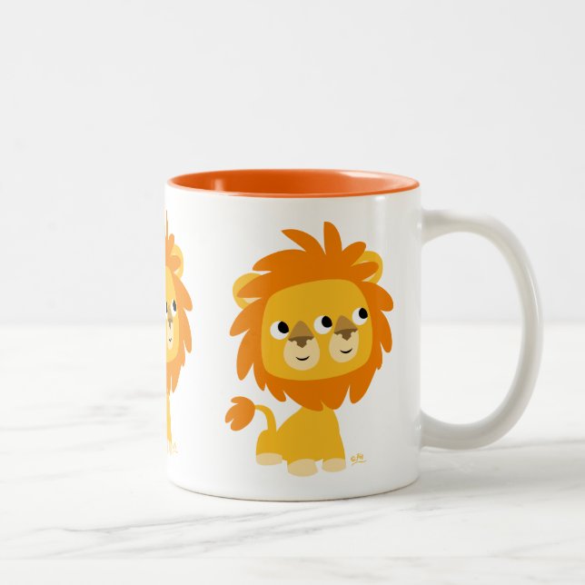Tasse 2 Couleurs Voir le lion caricaturale double mignonne (Droit)