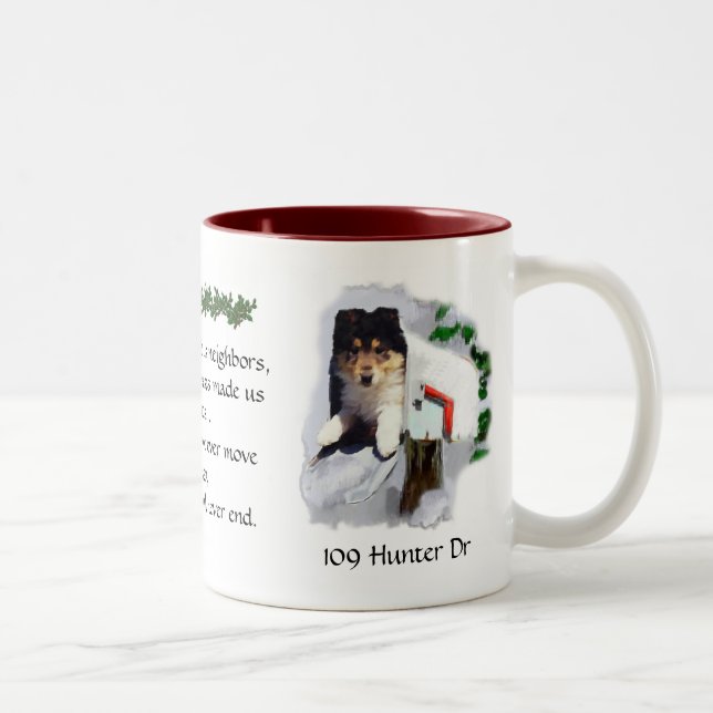 Tasse 2 Couleurs Voisins personnalisés Cadeau de Noël (Droit)