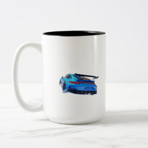 Tasse 2 Couleurs Voiture de course bleue