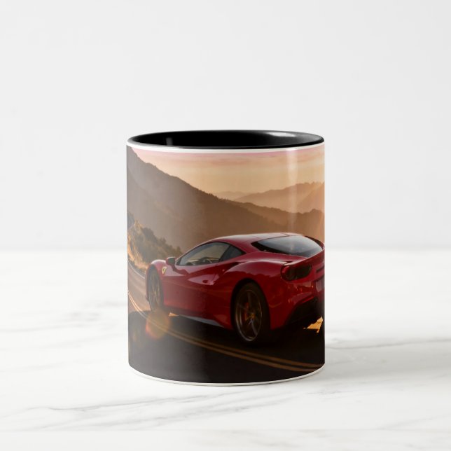 TASSE 2 COULEURS VOITURE DE COURSE DE VITESSE (Centre)