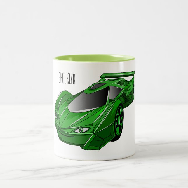 Tasse 2 Couleurs Voiture de sport verte avec illustration airfos (Centre)